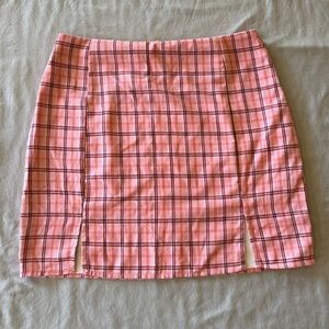 pink plaid skirt